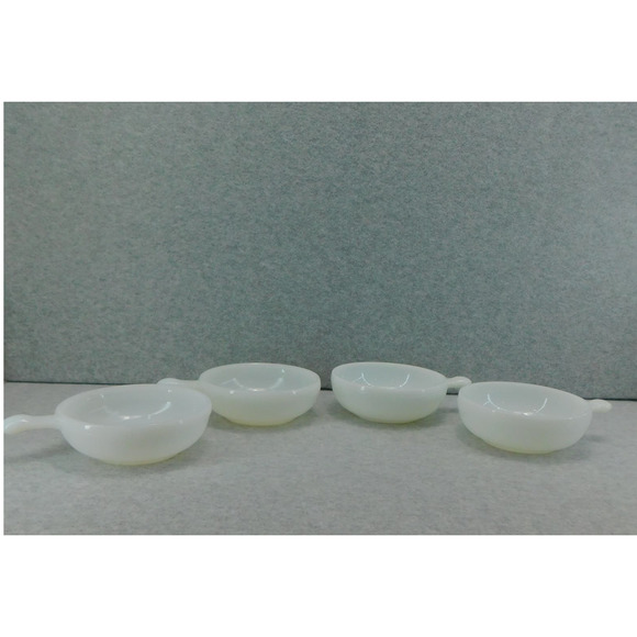 Vintage Milk White Glass Multi - Purpose Bowl with Handle - Set of 4 - Picture 14 of 14